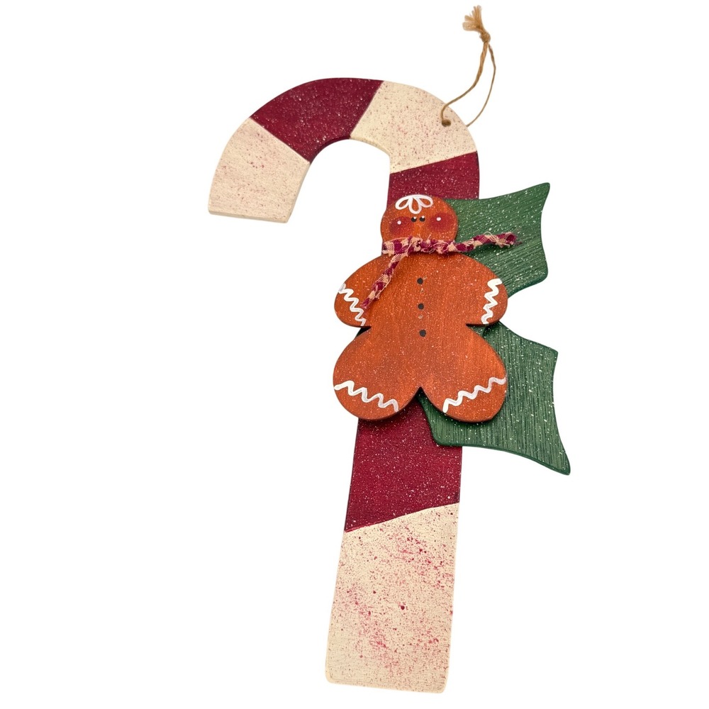Handmade Wooden Gingerbread Candy Cane Christmas Decor‎ Rustic Holiday Wall Hang